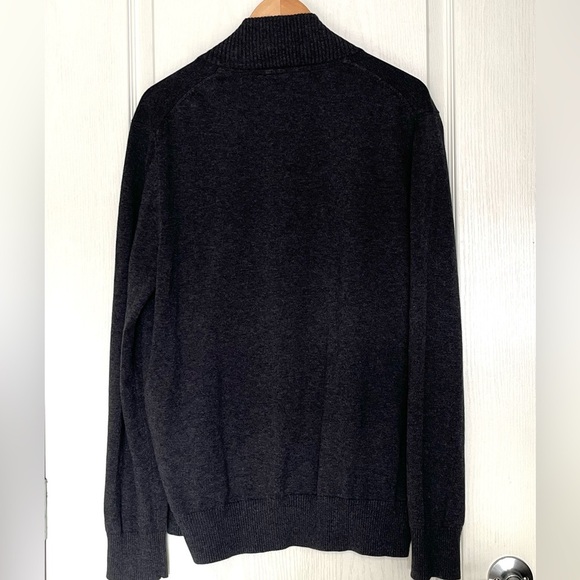 RW&CO. Men's Full Zip-Up Sweater Ribbed Cardigan Dark Grey, Classic Style, XL - Picture 3 of 10